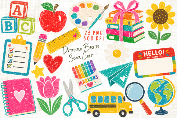 Download Distressed Back to School Clipart PNG - School Collection