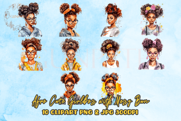 Download Afro Cute Girlboss with Messy Bun - Girlboss Collection