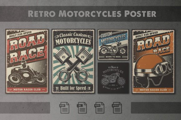 Download Retro Classic Motorcycle Poster - Classic Collection