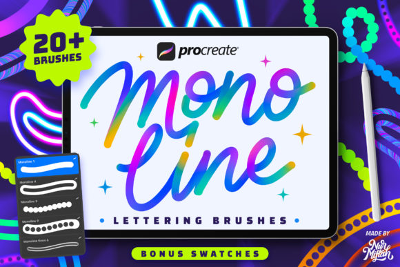 Download Procreate Monoline Lettering Brushes - Monoline Collection